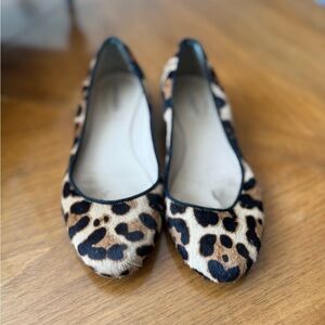 J. Crew Brown and Black Flats Sleek Animal Print